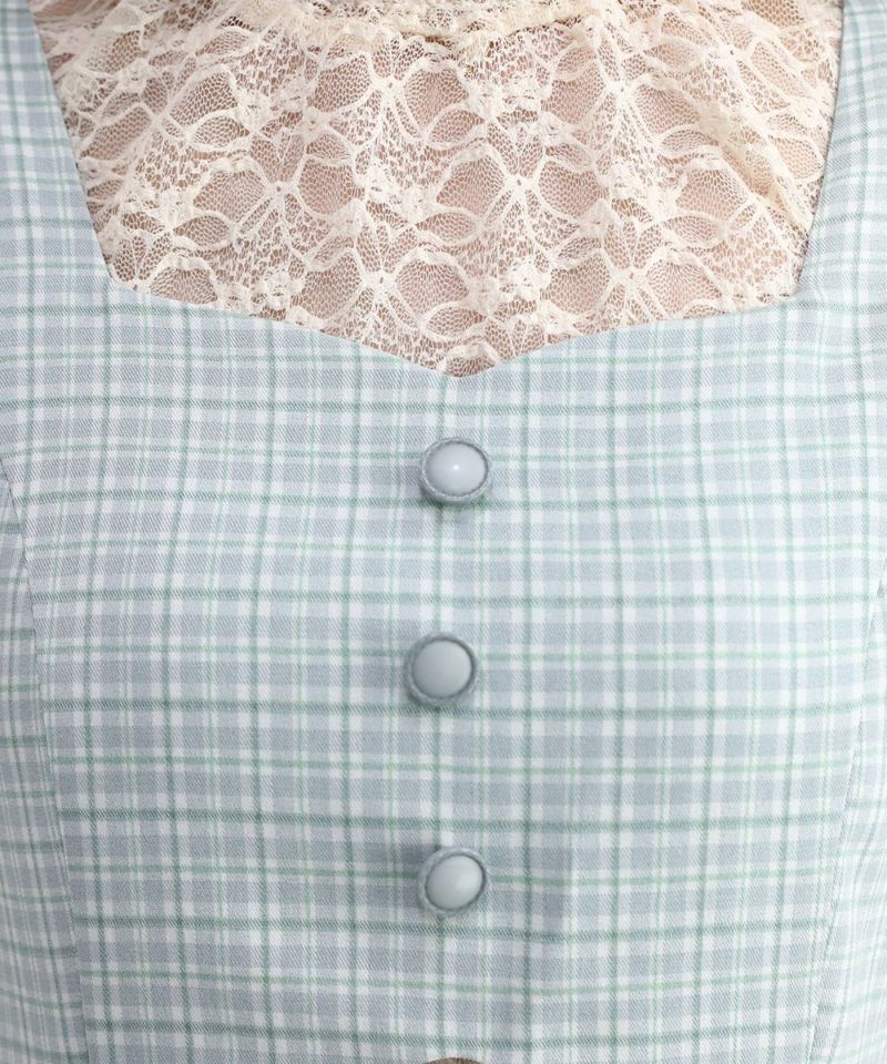 light green×white / 158cm / layered with lace inner