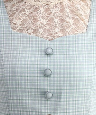 light green×white / 158cm / layered with lace inner
