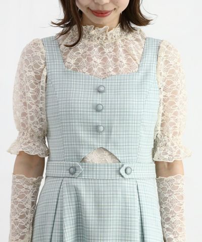light green×white / 158cm / layered with lace inner
