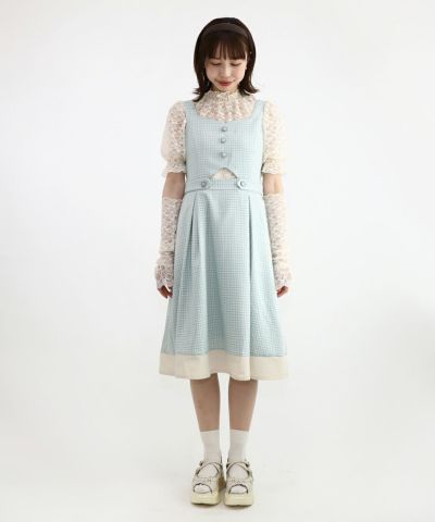 light green×white / 158cm / layered with lace inner