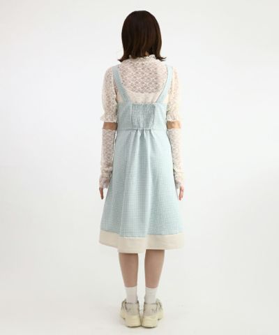 light green×white / 158cm / layered with lace inner