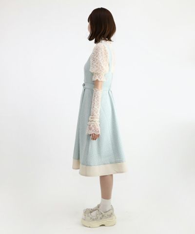 light green×white / 158cm / layered with lace inner