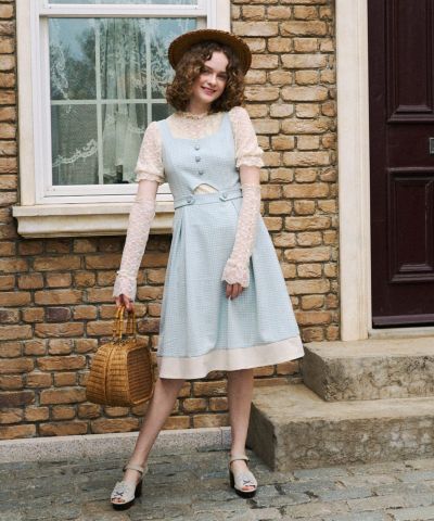light green×white / layered with lace inner
