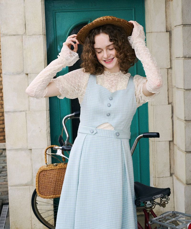 light green×white / layered with lace inner