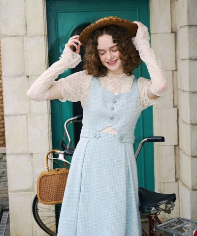 light green×white / layered with lace inner