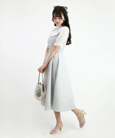 light gray / 162cm / layered with lace inner