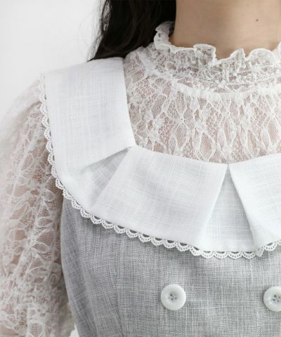 light gray / 162cm / layered with lace inner