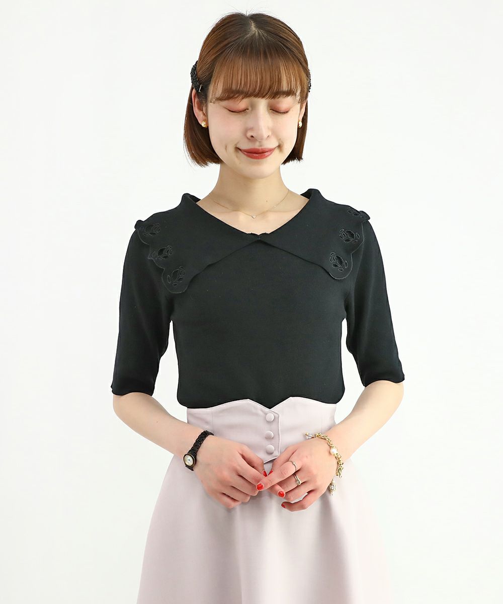 美品＊45R コットンカットワークブラウス 3 バックボタン 半袖 日本製 楽天市場】Tブラウス / cube sugar evo. (キューブシュガーエボ