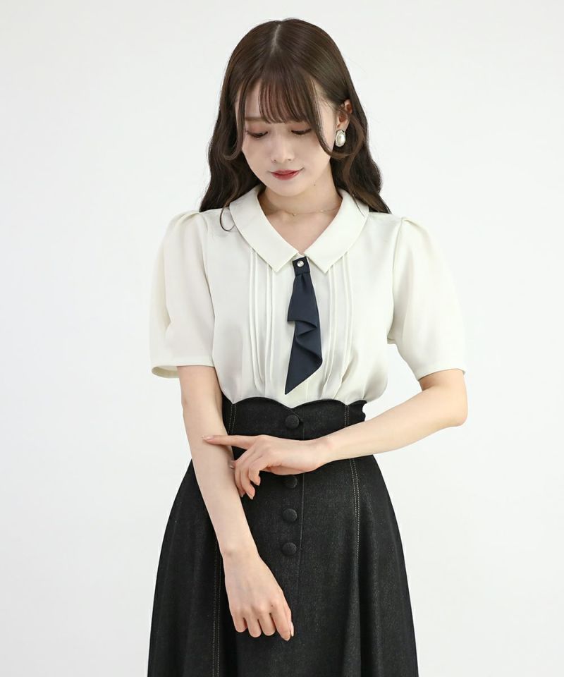 ラッフルスカーフタイ付きブラウス/an another angelus [45BF02g013