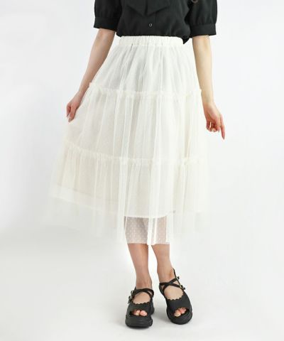 □Dot tulle tiered skirt/F i.n.t [45AG03p011]