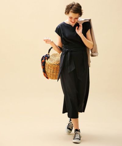 Sash Belt French Sleeve Dress/COUPE LE COEUR [45PE03f004]