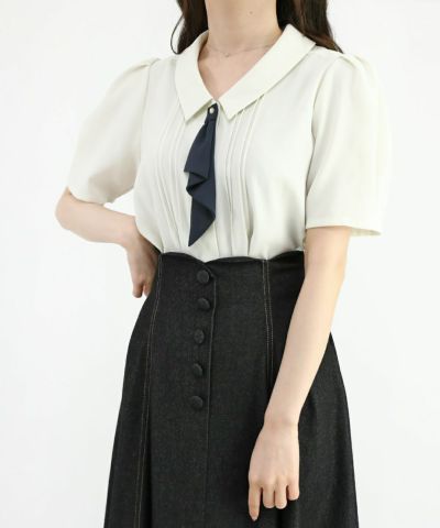 【ご予約】ラッフルスカーフタイ付きブラウス/an another angelus [45BF02g013-2] [6月中旬入荷予定]