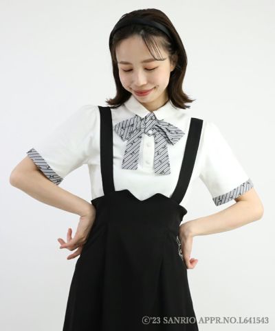 Candy Stripe Tie Polo Shirt/Kuromi/F int [46AI07h014]