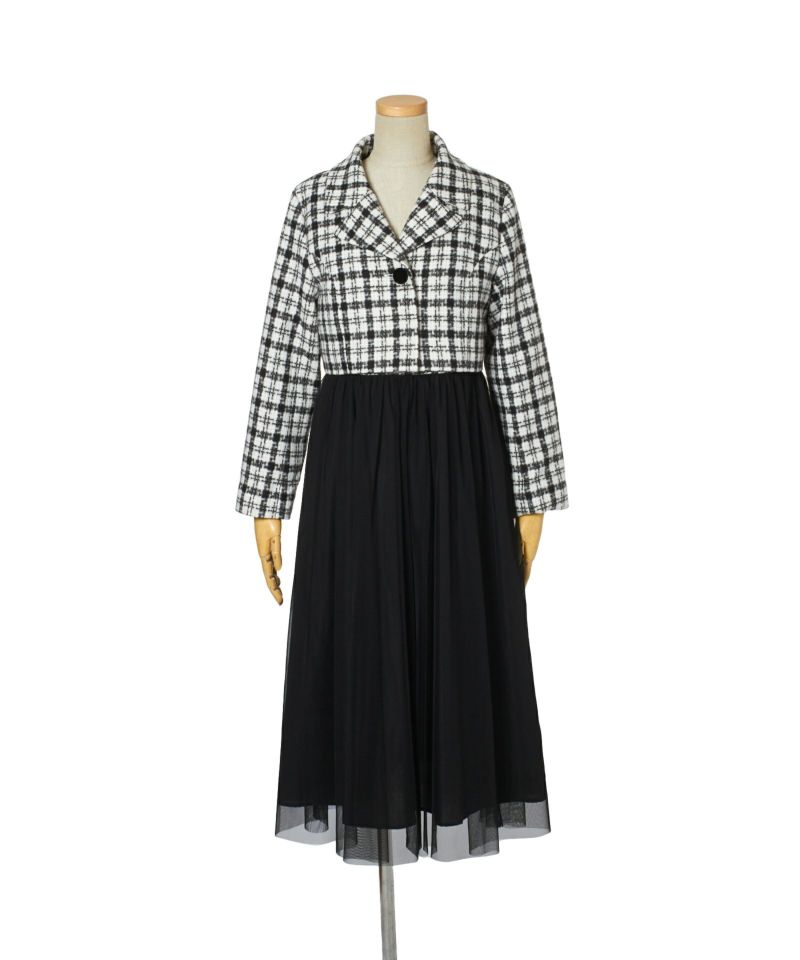 Layered with jacket (black×white)