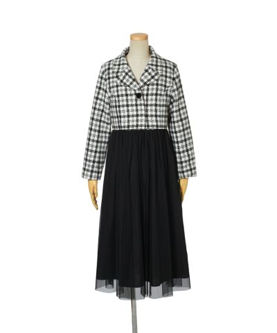 Layered with jacket (black×white)