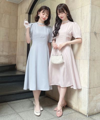 Pearl embroidered choker dress [Occasion]/an another angelus [00BE02h001]