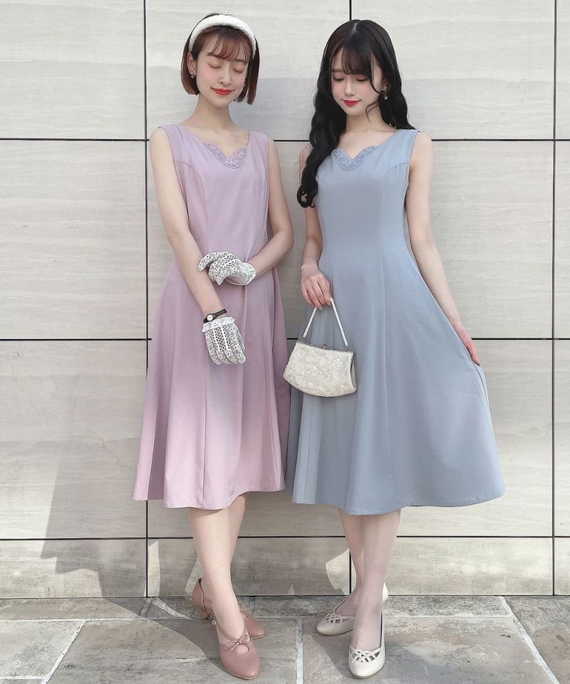 ❤︎‬新作❤︎ 新品・訳あり レースワンピース オケージョン ピンクベージュ Ｓ GIRL DRESS FOR NOW ドレス レース×ドットチュールティアード
