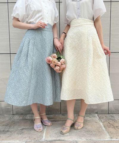 □Puffy jacquard side tuck skirt/an another angelus [46BG03p023]