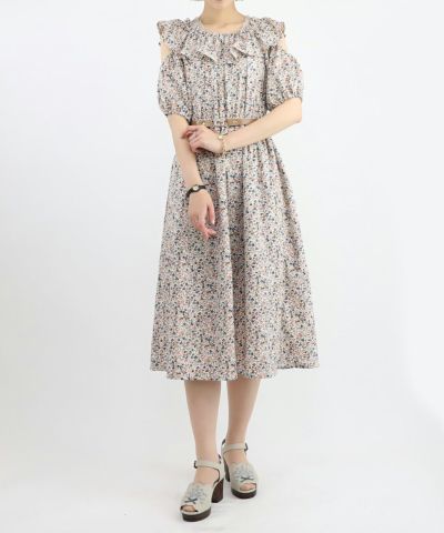 ショルダー開き小花柄ワンピース/F i.n.t [46AE02h031]