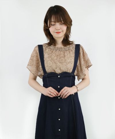 ブラックアンジェラ □シアーシュリンクオフショルトップス/an another angelus