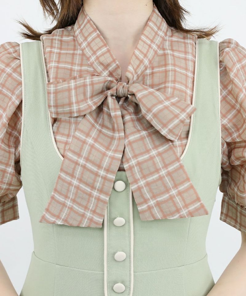 新品 FLOREN シアーチェックブラウス