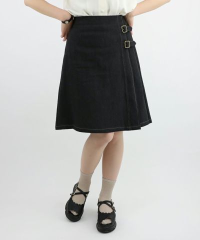 □Quilted denim skirt/F i.n.t [47AG06n002]