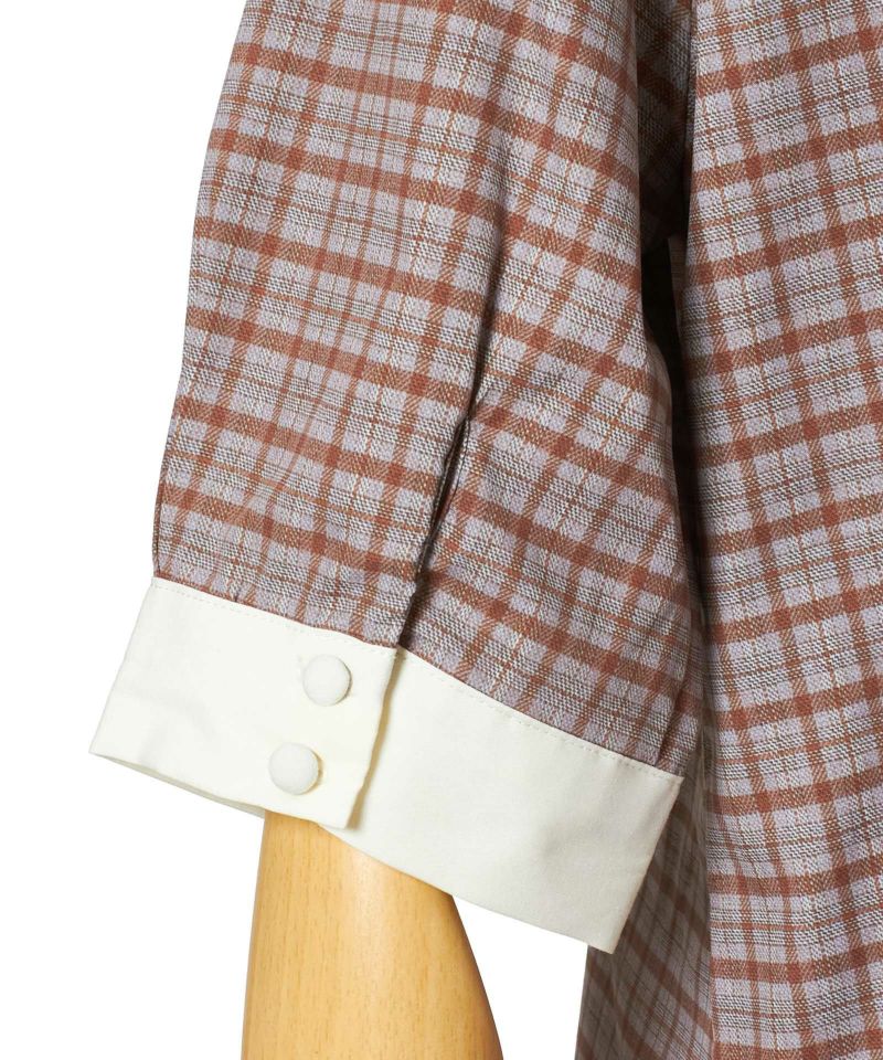 Sleeve button up (purple×brown)