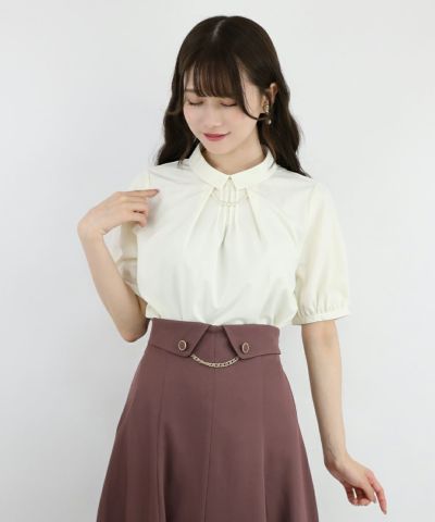 □Pearl neck tuck shirt/an another angelus [47BF01h005]