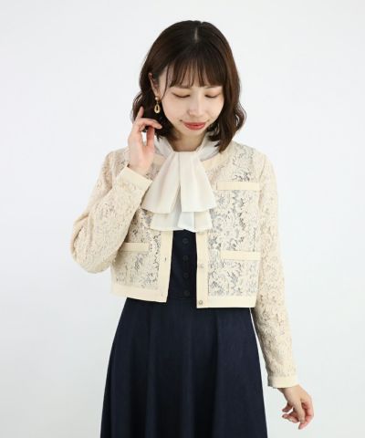 □All-lace no-collar jacket/an another angelus [47BD01j007]