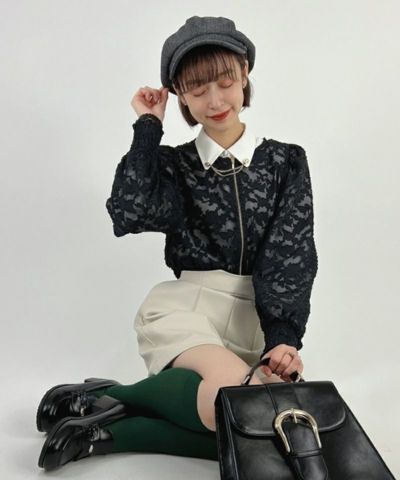 □Sheer flower jacquard blouson/an another angelus [47BD02j004]