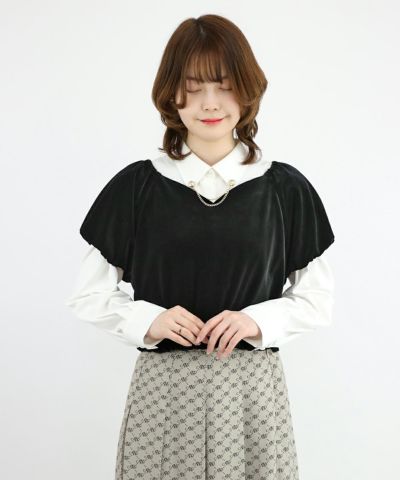 □Velvet puff sleeve top/an another angelus [47BF02g003]