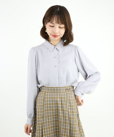 □Scallop blouse/F i.n.t [47AF02j008]