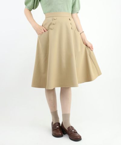□Double button scalloped flared skirt/F i.n.t[47AG02n007]