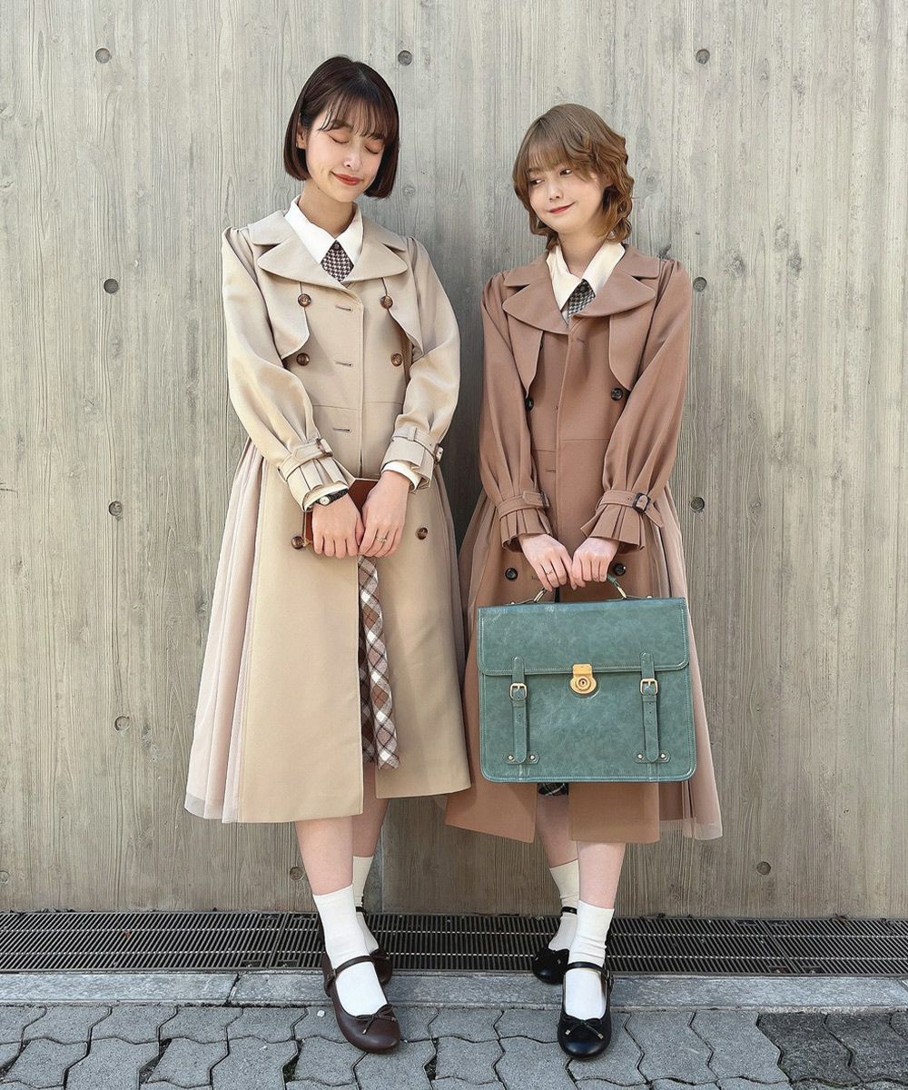 ☆ ケープディテールチュールトレンチコート （□サイドチュール  