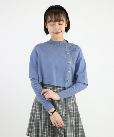 □ Emblem button knit cape / F int [47AJ06f003]