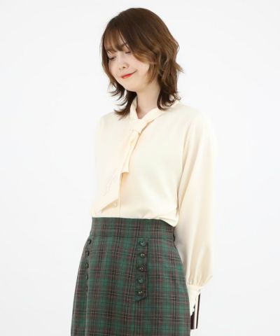 Calligraphy embroidery tie blouse/an another angelus [47BF02j007]