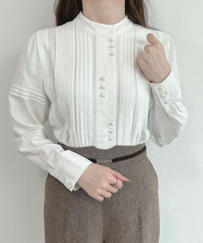 ヴィンテージレイアウト釦ピンタックブラウス/an3 Limited [00DF02j001