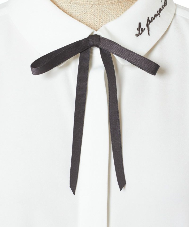 Ribbon tie-up (off white×gray)
