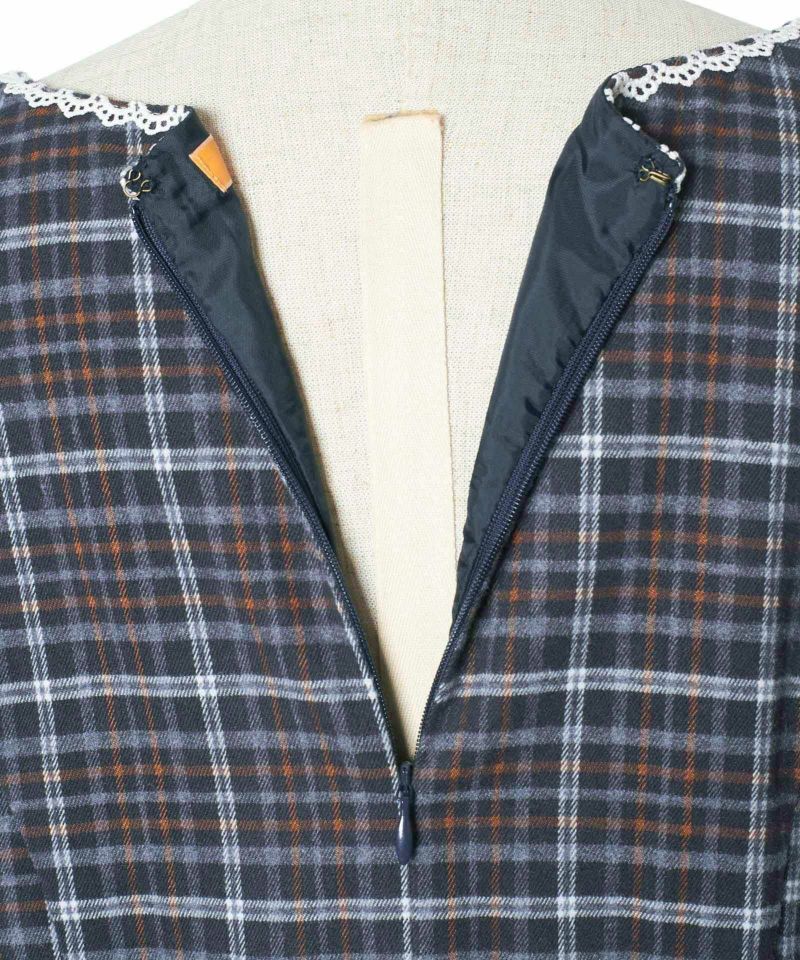 Back zipper (navy×gray)