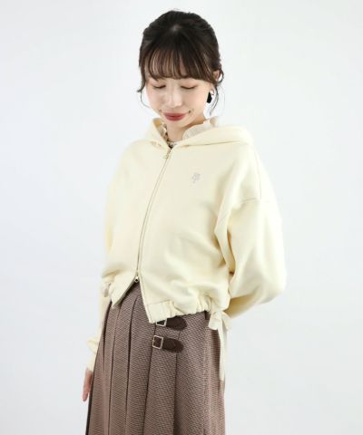 □Drawstring ribbon double zip fleece hoodie/F i.n.t [47AI04j006]