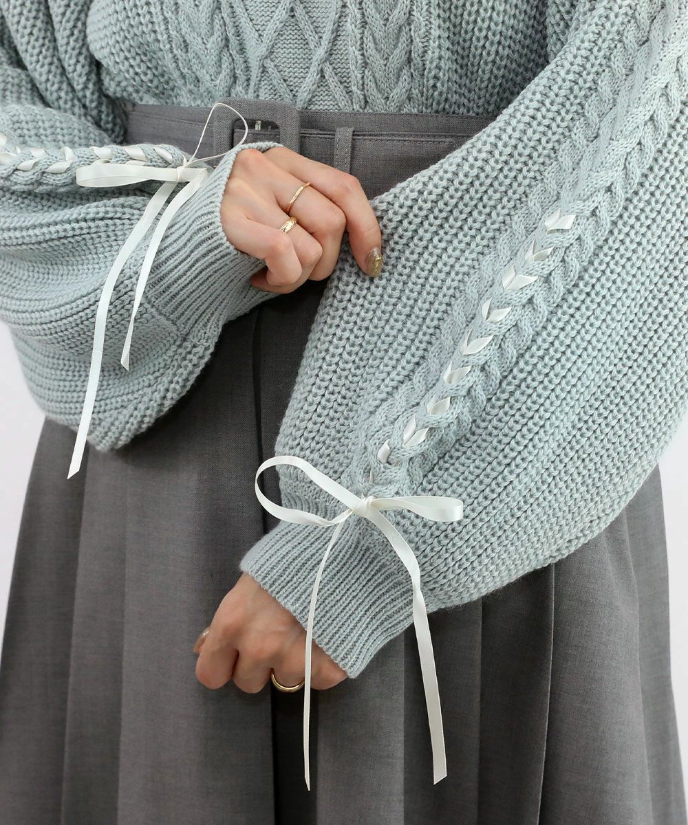 blue gray / 158cm / レーストップスとのレイヤード