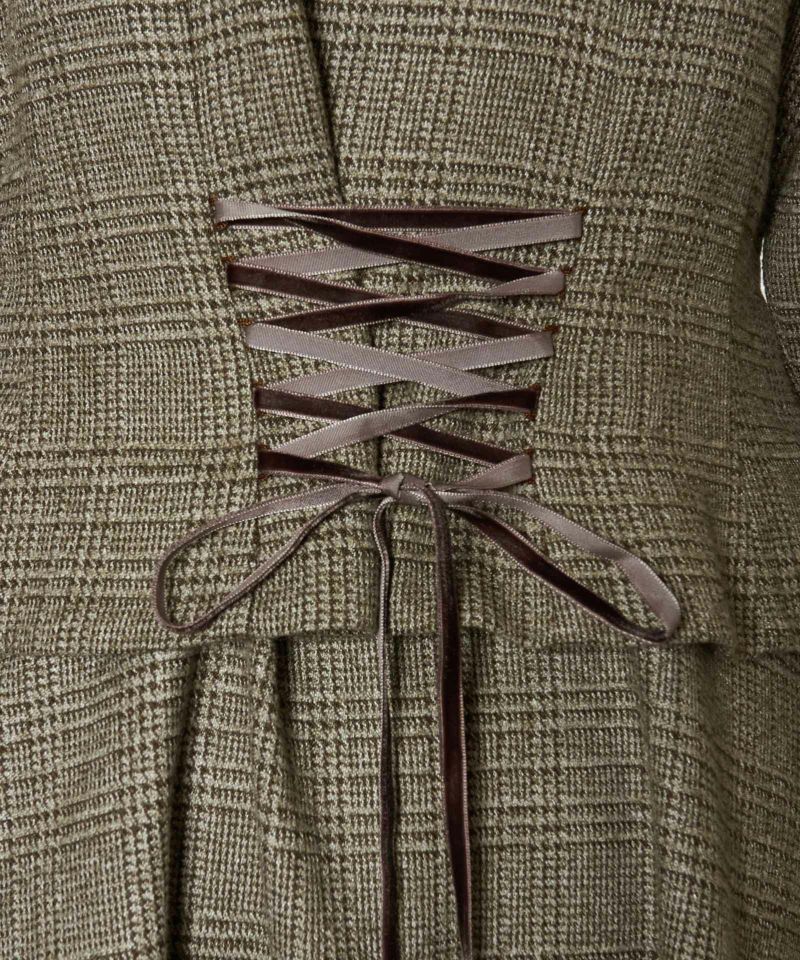 Lace-up part (brown×white)