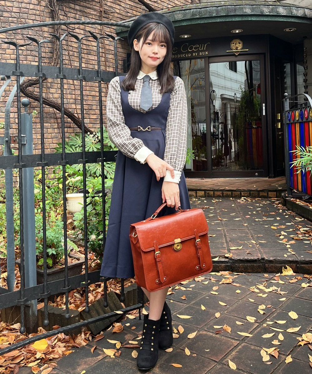 チェーンビット使いディープVネックジャンパースカート/F i.n.t