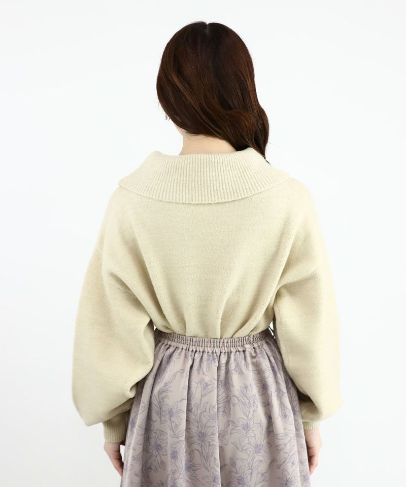 □リリーフラワー刺繍ニットプルオーバー/an another angelus