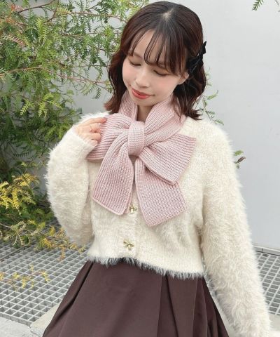 □Ribbon knit scarf/F i.n.t [48AB09a011]