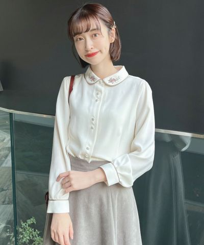 Gold-edged teacup collar shirt/F i.n.t [48AF01j022]