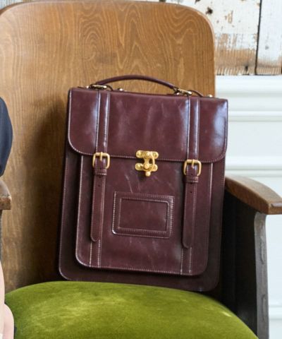 Double belt vertical satchel bag/F int [49AC02a002]