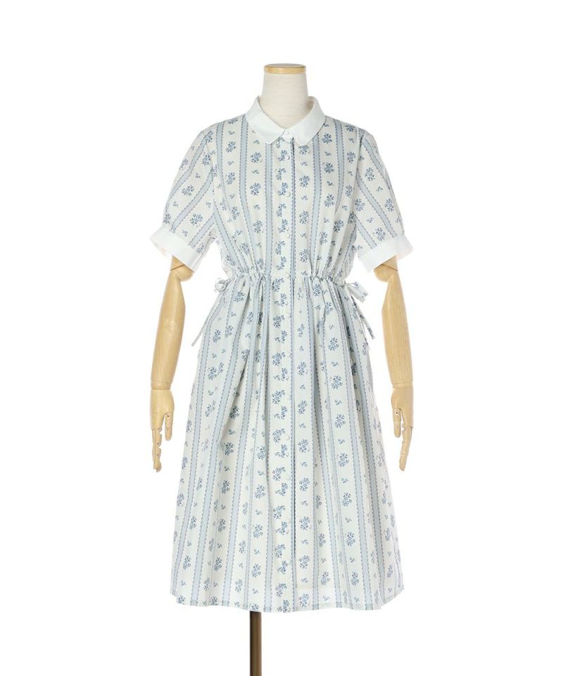 ストライプ花柄ドロストシャツワンピース/F i.n.t [49AE02h005] | F