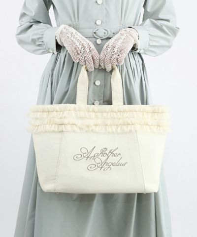 Tulle ruffle canvas tote/an another angelus [49BC01a001]