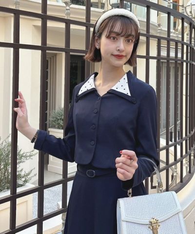 □Dot wing collar short jacket/an another angelus [49BD01j002]